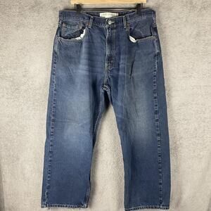 Levis 569 Jeans Mens 35x28 Blue Loose Straight Leg Distressed Denim 100% Cotton